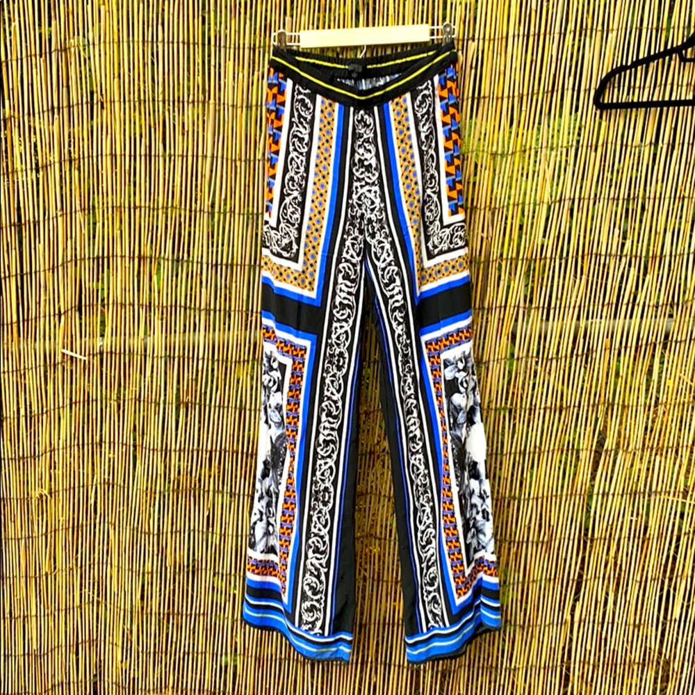 Flared print cotton pants
